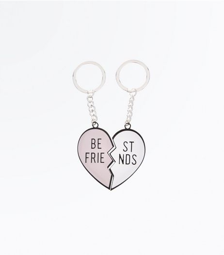 2 Pack Pink Best Friend Keyring | New Look