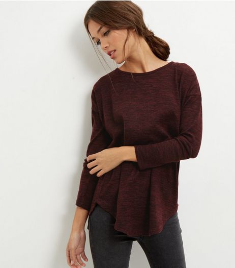 Burgundy Brushed Zip Back Jumper | New Look