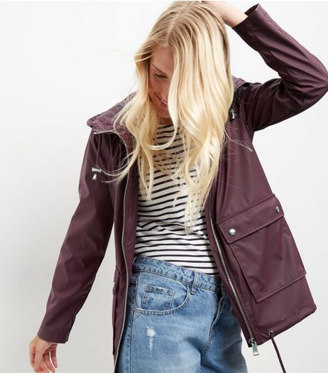 Burgundy Matte Hooded Parka | New Look