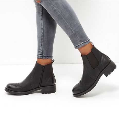 Black Leather-Look Chelsea Boots | New Look