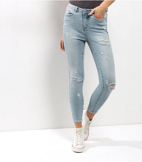 Pale Blue Ripped Skinny Jenna Jeans | New Look