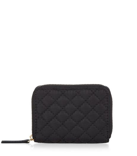 Black Quilted Zip Around Card Holder | New Look