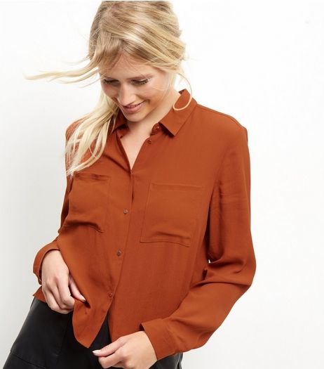 Brown Crop Shirt | New Look
