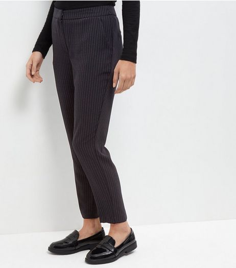 Navy Pinstripe Slim Leg Trousers | New Look