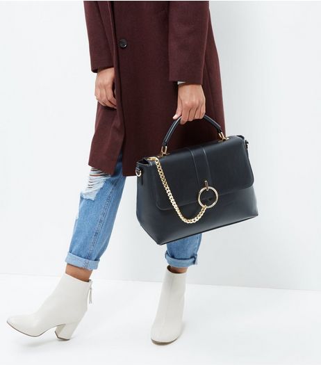 Black Chain Satchel Bag | New Look