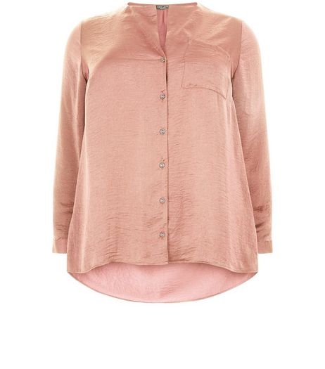 Curves Light Brown Sateen Pyjama Shirt | New Look
