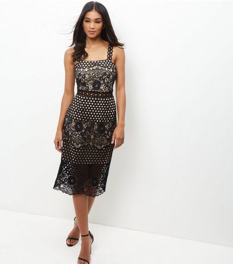 Black Lace Sleeveless Bodycon Dress | New Look