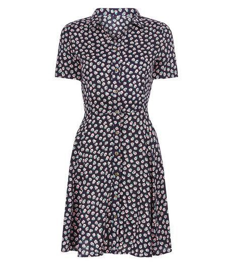 Blue Vanilla Blue Floral Print Open Back Shirt Dress | New Look