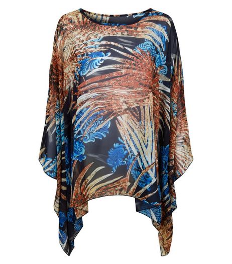 Blue Vanilla Blue Abstract Print Oversized Top | New Look
