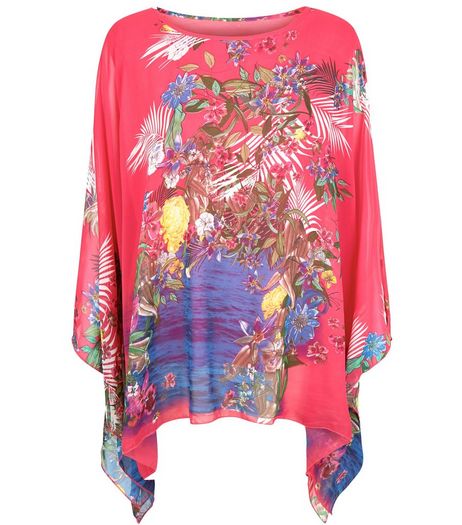 Blue Vanilla Pink Floral Print Chiffon Oversized Top | New Look