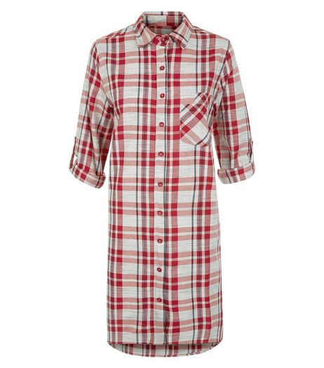 Blue Vanilla Red Check Longline Shirt | New Look