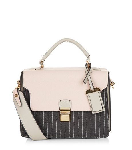 Pink Contrast Pinstripe Shoulder Bag | New Look