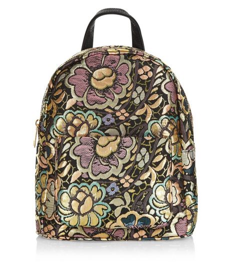 Gold Flower Jacquard Texture Mini Backpack | New Look
