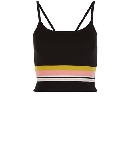 Cameo Rose Black Stripe Crop Top | New Look