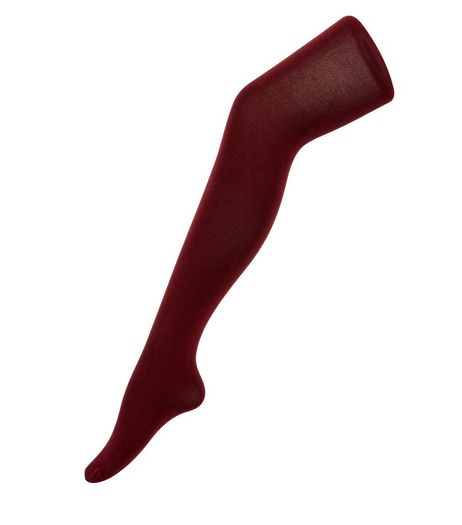 Teens Burgundy Cotton Mix Cable Knit Tights | New Look