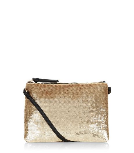 Gold Sequin Across Body Bag | New Look
