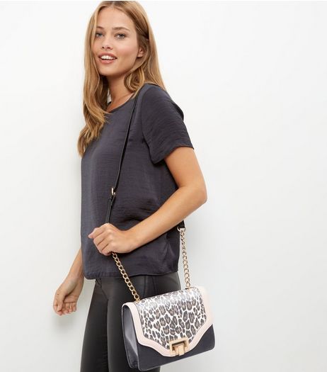 Brown Leopard Print Panel Shoulder Bag | New Look