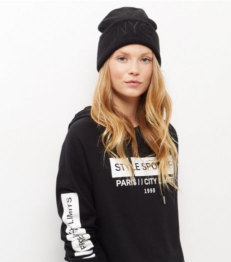 Black NYC Beanie Hat | New Look