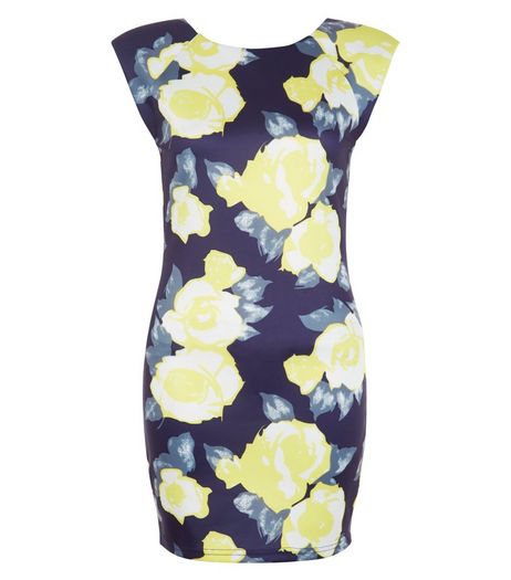 AX Paris Navy Floral Print Bodycon Dress | New Look