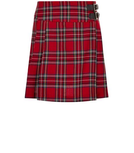 Teens Red Tartan Pleated Skirt | New Look