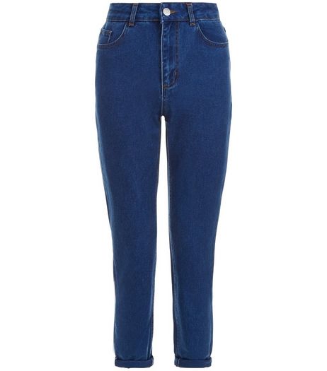 Teens Navy Turn Up Hem Mom Jeans | New Look