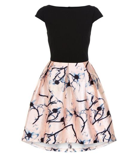 Cameo Rose Black Floral Print 2 in 1 Skater Dress | New Look