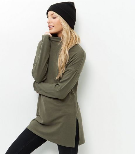 Olive Green Funnel Neck Tunic | New Look