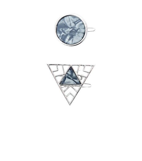 2 Pack Grey Stone Brooches | New Look