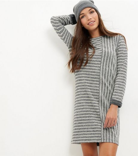 Grey Contrast Stripe Tunic Dress | New Look