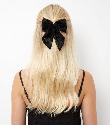 Black Lace Bow Hair Clip | New Look