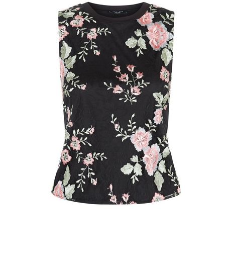 Petite Black Floral Print Sleeveless Top | New Look