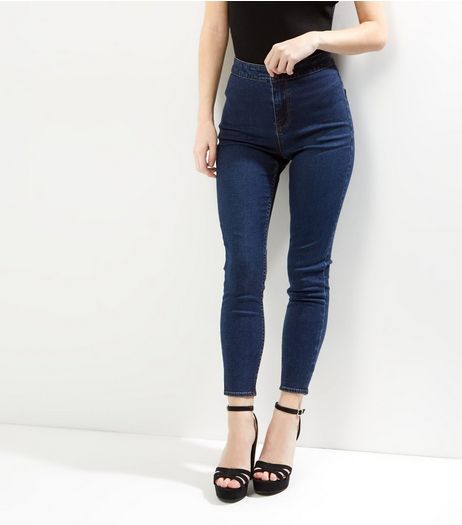 Petite Blue High Waisted Skinny Jeans | New Look