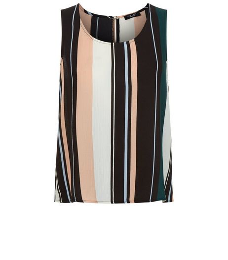 Petite White Stripe Sleeveless Top | New Look
