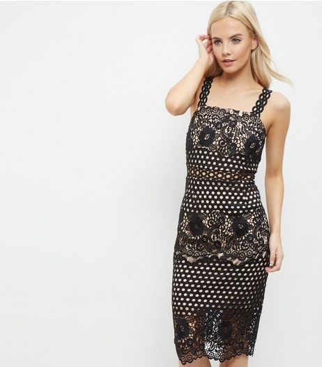 Petite Black Lace Bodycon Dress | New Look
