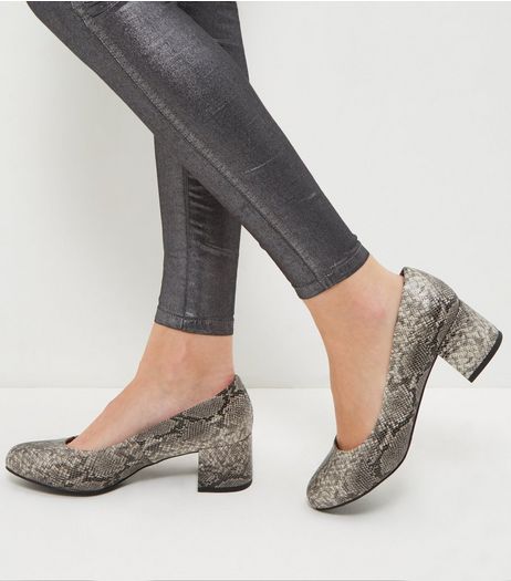 Wide Fit Brown Snakeskin Print Court Shoes | New Look