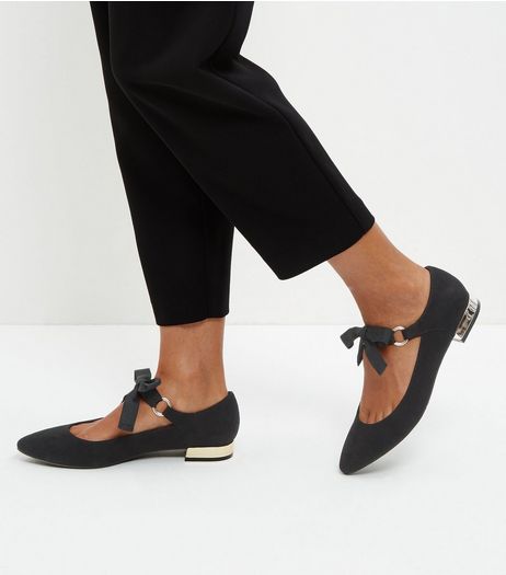 Black Suedette Bow Tie Pointed Pumps | New Look