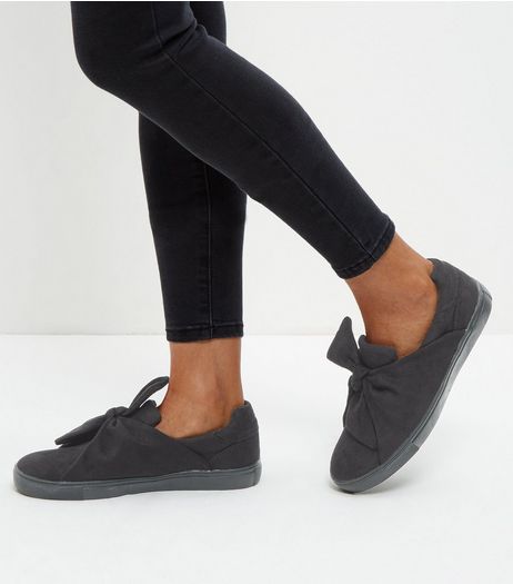 Black Twist Front Slip On Shoes | New Look