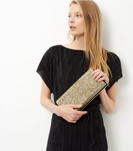 Gold Glitter Clutch | New Look