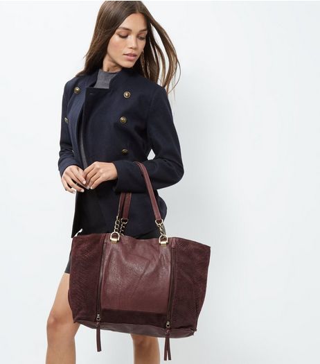 Burgundy Leather Shopper Bag | New Look
