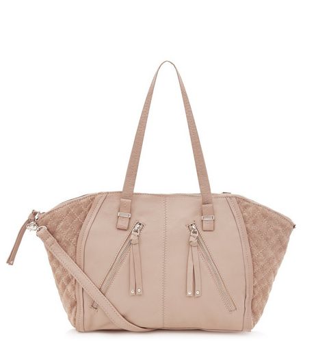 Mink Leather Zip Trim Bowler Bag | New Look