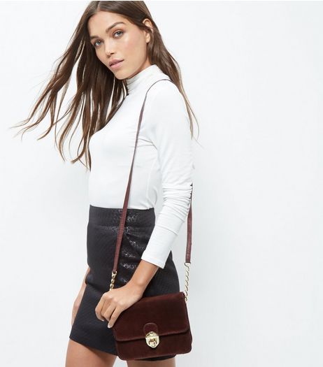 Burgundy Leather Shoulder Bag | New Look