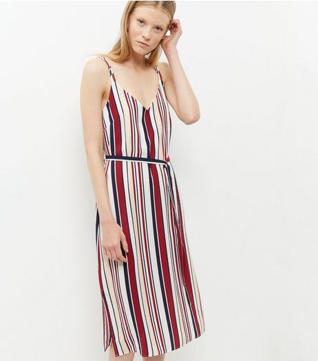 Tall White Stripe Midi Slip Dress | New Look