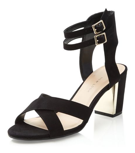 Teens Black Suedette Ankle Strap Sandals | New Look