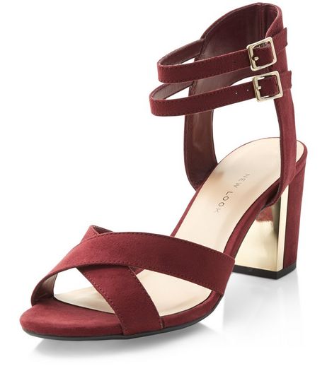 Teens Red Ankle Strap Block Heel Sandals | New Look