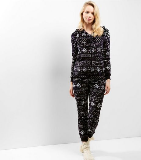 Blue Fairisle Hooded Onesie | New Look