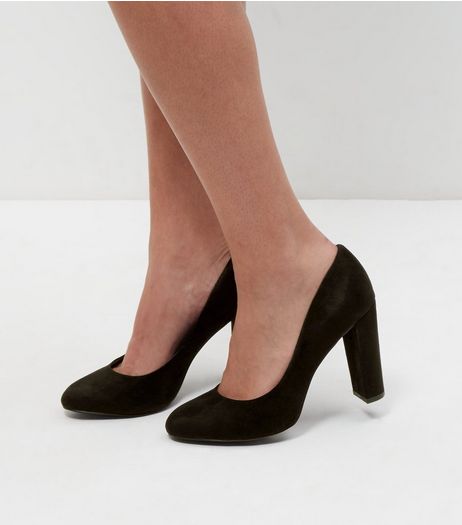 Wide Fit Black Suedette Block Heels | New Look