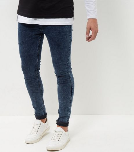 Navy Acid Wash Super Skinny Jeans | New Look
