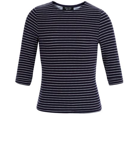 Girls Blue Stripe 3/4 Sleeve Top | New Look