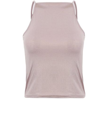 Teens Gold Metallic High Neck Cami | New Look