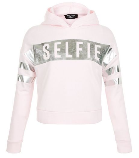 Girls Pink Selfie Print Hoodie | New Look